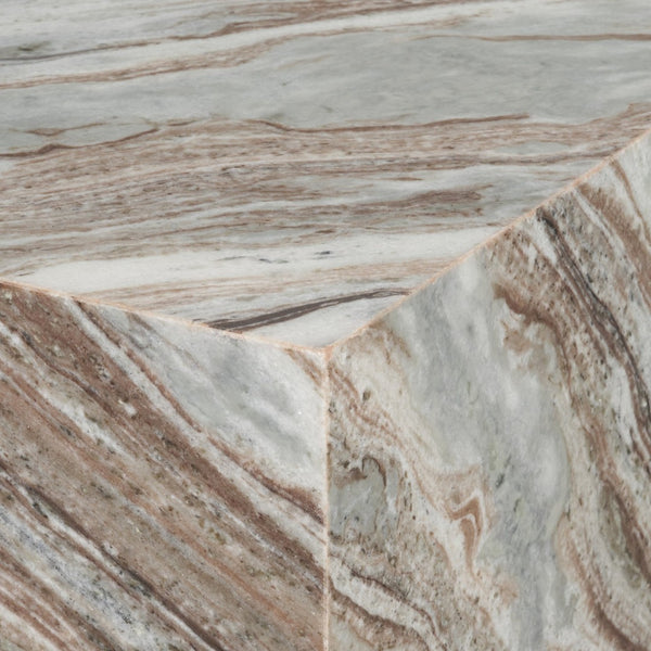 Mercana Matteo Solid Marble Coffee Table – Sculptural Centerpiece with Hidden Casters for Modern Living Spaces 71190