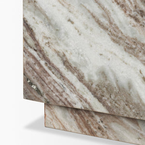 Mercana Matteo Solid Marble Coffee Table – Sculptural Centerpiece with Hidden Casters for Modern Living Spaces 71190