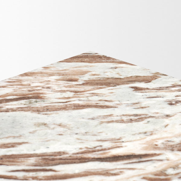 Mercana Matteo Luxurious Solid Marble Side Table with Floating Design and Hidden Casters for Effortless Mobility Pink Marble | Square 71191