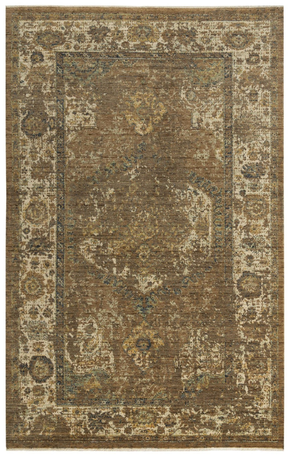 Alora Decor Intrepid Warm Brown Wool Area Rug With Hand-Finished Fringe, Transitional Classical Motif, Durable 8' x 10' 01001010312040810