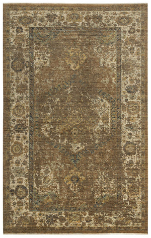 Alora Decor Intrepid Warm Brown Wool Area Rug With Hand-Finished Fringe, Transitional Classical Motif, Durable 8' x 10' 01001010312040810