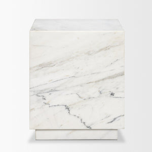 Mercana Matteo Luxurious Solid Marble Side Table with Floating Design and Hidden Casters for Effortless Mobility White Marble | Square 71192
