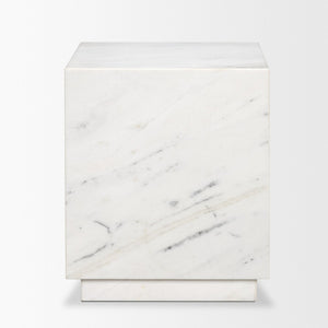 Mercana Matteo Luxurious Solid Marble Side Table with Floating Design and Hidden Casters for Effortless Mobility White Marble | Square 71192