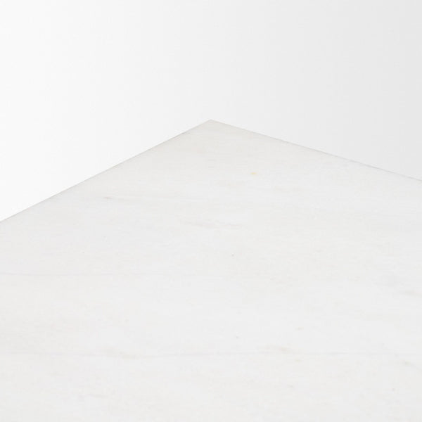 Mercana Matteo Luxurious Solid Marble Side Table with Floating Design and Hidden Casters for Effortless Mobility White Marble | Square 71192