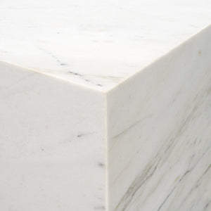 Mercana Matteo Luxurious Solid Marble Side Table with Floating Design and Hidden Casters for Effortless Mobility White Marble | Square 71192