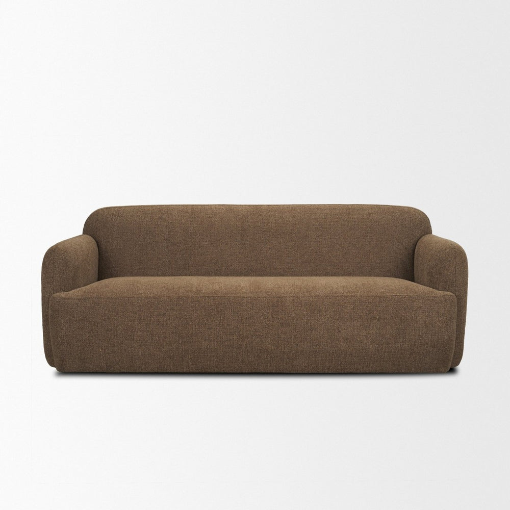 Mercana Saga Plush Textured Brown Sofa - Timeless Comfort with Soft Curves for Cozy Living Spaces 71196