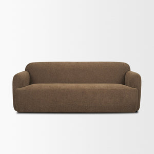 Mercana Saga Plush Textured Brown Sofa - Timeless Comfort with Soft Curves for Cozy Living Spaces 71196