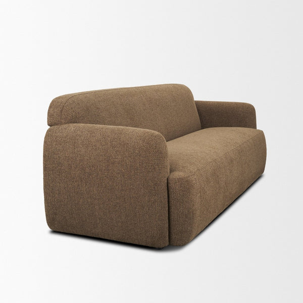 Mercana Saga Plush Textured Brown Sofa - Timeless Comfort with Soft Curves for Cozy Living Spaces 71196
