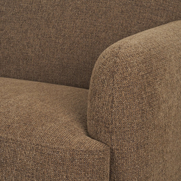 Mercana Saga Plush Textured Brown Sofa - Timeless Comfort with Soft Curves for Cozy Living Spaces 71196