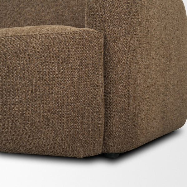 Mercana Saga Plush Textured Brown Sofa - Timeless Comfort with Soft Curves for Cozy Living Spaces 71196
