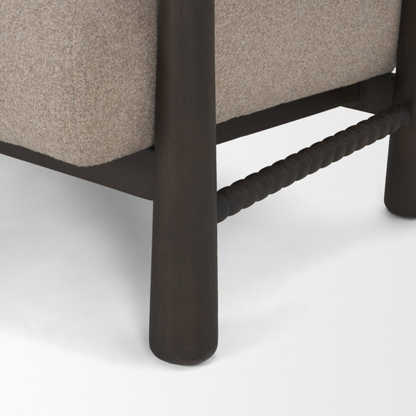 Mercana Willmar Midcentury Lounge Chair with Textured Upholstery and Espresso Wood Frame for Cozy Spaces 71201