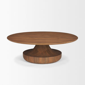 Mercana Arno Sculptural Round Coffee Table in Solid Mango Wood - Artful Centerpiece for Modern Interiors 71209-AB
