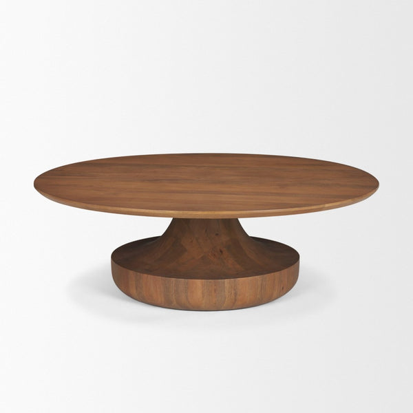 Mercana Arno Sculptural Round Coffee Table in Solid Mango Wood - Artful Centerpiece for Modern Interiors 71209-AB