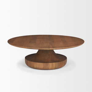 Mercana Arno Sculptural Round Coffee Table in Solid Mango Wood - Artful Centerpiece for Modern Interiors 71209-AB
