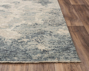 Alora Decor Intrepid Blue Rectangle Rug — Hand-Finished Wool Blend, Distressed Floral In Blue Beige Ivory Elegance 8' x 10' 01001010900090810