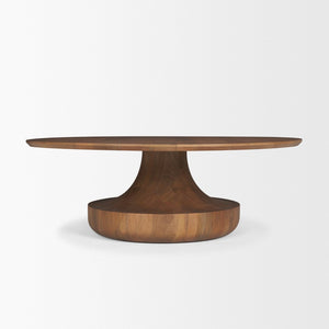 Mercana Arno Sculptural Round Coffee Table in Solid Mango Wood - Artful Centerpiece for Modern Interiors 71209-AB