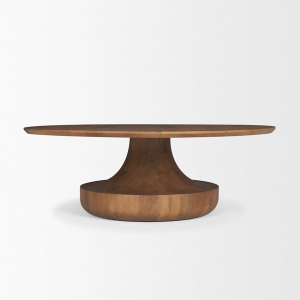 Mercana Arno Sculptural Round Coffee Table in Solid Mango Wood - Artful Centerpiece for Modern Interiors 71209-AB