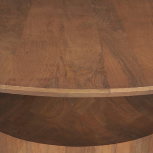 Mercana Arno Sculptural Round Coffee Table in Solid Mango Wood - Artful Centerpiece for Modern Interiors 71209-AB