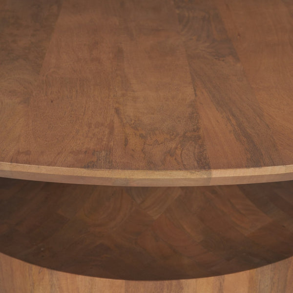 Mercana Arno Sculptural Round Coffee Table in Solid Mango Wood - Artful Centerpiece for Modern Interiors 71209-AB