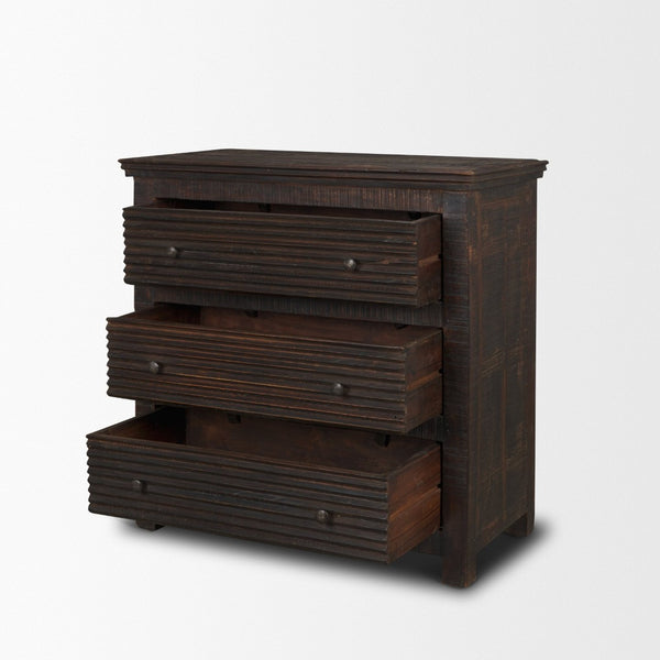 Mercana Rhett Handcrafted 3-Drawer Accent Cabinet with Rustic Charm and Vintage Iron Hardware for Storage 71210