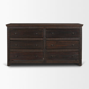 Mercana Rhett Handcrafted 6-Drawer Cabinet - Rustic Charm with Vintage Iron Knobs for Timeless Style 71211