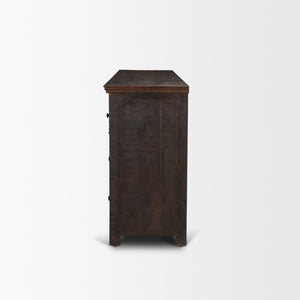 Mercana Rhett Handcrafted 6-Drawer Cabinet - Rustic Charm with Vintage Iron Knobs for Timeless Style 71211