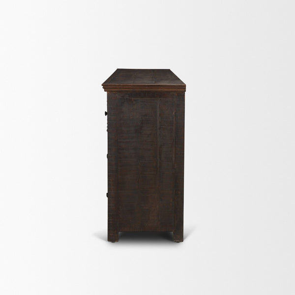 Mercana Rhett Handcrafted 6-Drawer Cabinet - Rustic Charm with Vintage Iron Knobs for Timeless Style 71211