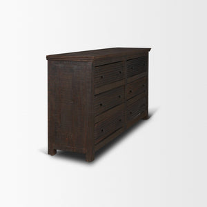 Mercana Rhett Handcrafted 6-Drawer Cabinet - Rustic Charm with Vintage Iron Knobs for Timeless Style 71211
