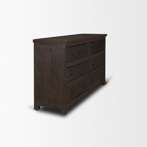Mercana Rhett Handcrafted 6-Drawer Cabinet - Rustic Charm with Vintage Iron Knobs for Timeless Style 71211