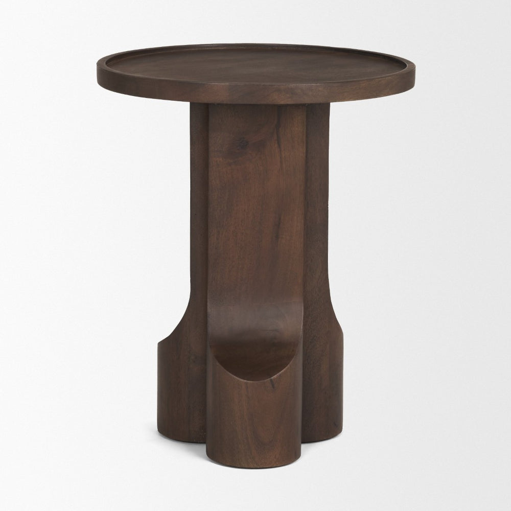 Mercana Cayson Sculptural Round Accent Table - Modern Mango Wood Design for Versatile Living Spaces 71212