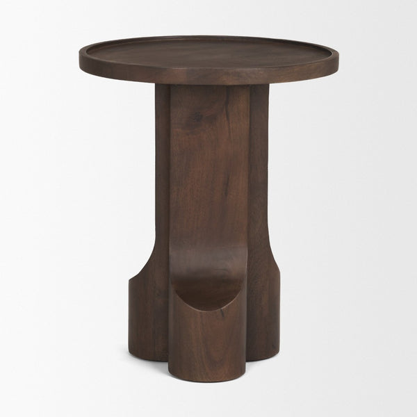 Mercana Cayson Sculptural Round Accent Table - Modern Mango Wood Design for Versatile Living Spaces 71212