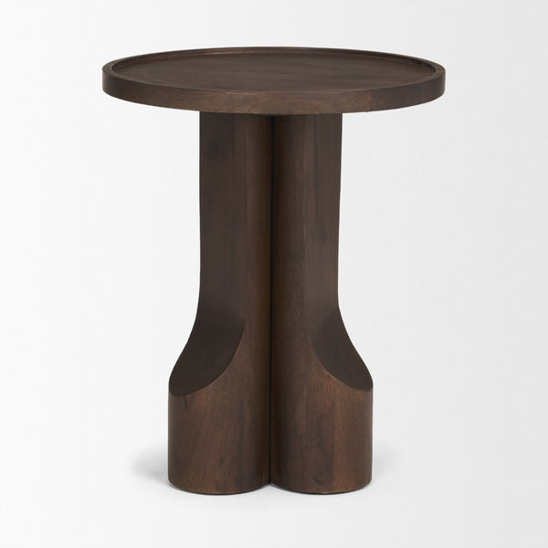 Mercana Cayson Sculptural Round Accent Table - Modern Mango Wood Design for Versatile Living Spaces 71212