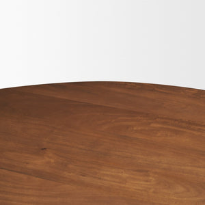 Mercana Atlas 60" Round Dining Table with Stacked Pedestal Base - Solid Mango Wood & Warm Mid-Brown Finish 60" Med Brown Wood Top | Med Brown Wood Base 71217-AB