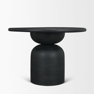 Mercana Atlas 60" Round Dining Table with Stacked Pedestal Base - Solid Mango Wood & Warm Mid-Brown Finish 42" Black Wood Top | Black Wood Base 71219-AB