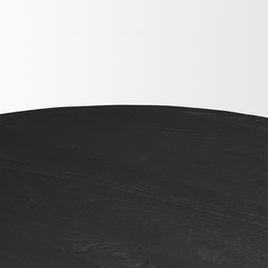 Mercana Atlas 60" Round Dining Table with Stacked Pedestal Base - Solid Mango Wood & Warm Mid-Brown Finish 42" Black Wood Top | Black Wood Base 71219-AB