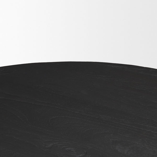 Mercana Atlas 60" Round Dining Table with Stacked Pedestal Base - Solid Mango Wood & Warm Mid-Brown Finish 42" Black Wood Top | Black Wood Base 71219-AB