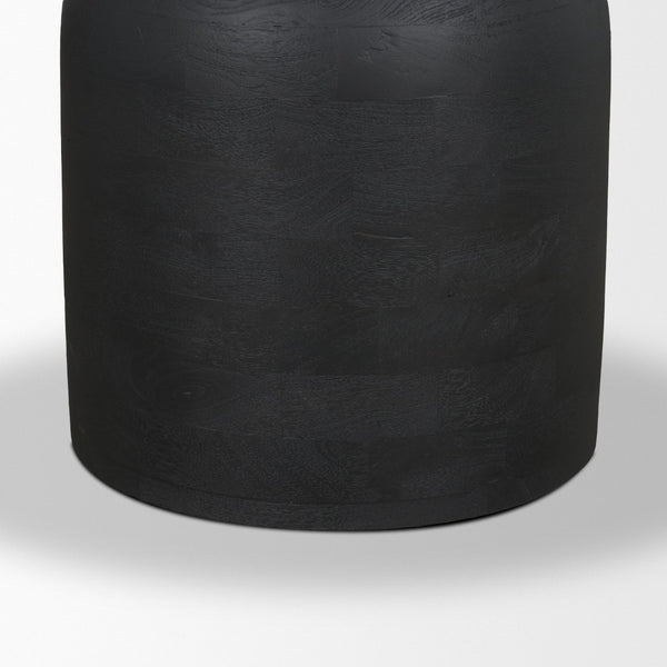 Mercana Atlas 60" Round Dining Table with Stacked Pedestal Base - Solid Mango Wood & Warm Mid-Brown Finish 42" Black Wood Top | Black Wood Base 71219-AB