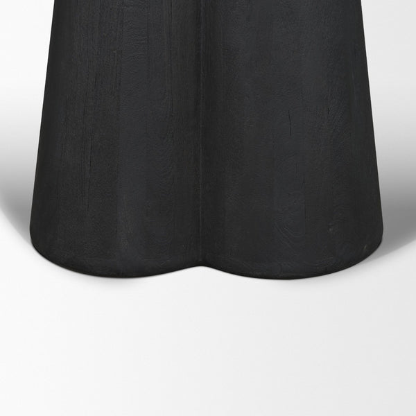 Mercana Marilyn Round Dining Table with Striking Black Forest Marble Top and Sculptural Wood Pedestal Design 71221-AB