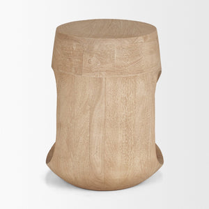 Mercana Cove Sculptural Accent Table in Solid Mango Wood – Coastal-Inspired Design for Modern Interiors Light Brown Wood 71223