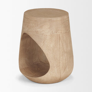 Mercana Cove Sculptural Accent Table in Solid Mango Wood – Coastal-Inspired Design for Modern Interiors Light Brown Wood 71223