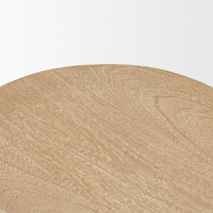 Mercana Cove Sculptural Accent Table in Solid Mango Wood – Coastal-Inspired Design for Modern Interiors Light Brown Wood 71223