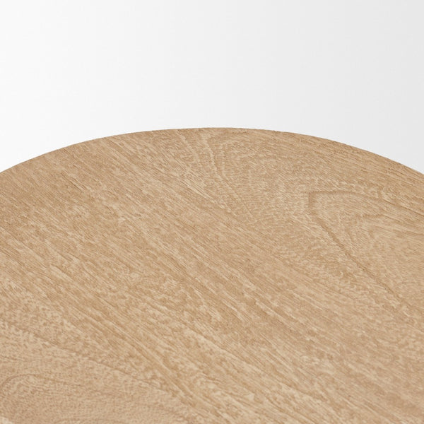 Mercana Cove Sculptural Accent Table in Solid Mango Wood – Coastal-Inspired Design for Modern Interiors Light Brown Wood 71223