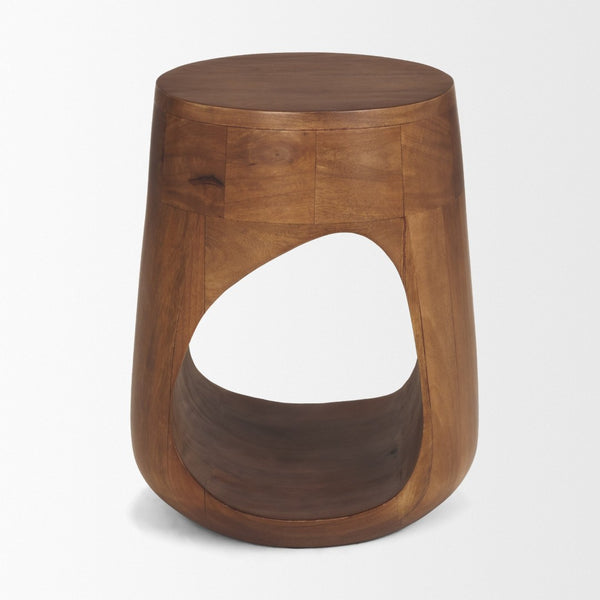Mercana Cove Sculptural Accent Table in Solid Mango Wood – Coastal-Inspired Design for Modern Interiors Medium Brown Wood 71224