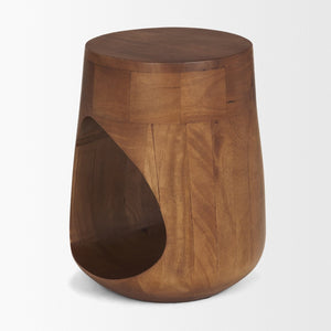 Mercana Cove Sculptural Accent Table in Solid Mango Wood – Coastal-Inspired Design for Modern Interiors Medium Brown Wood 71224