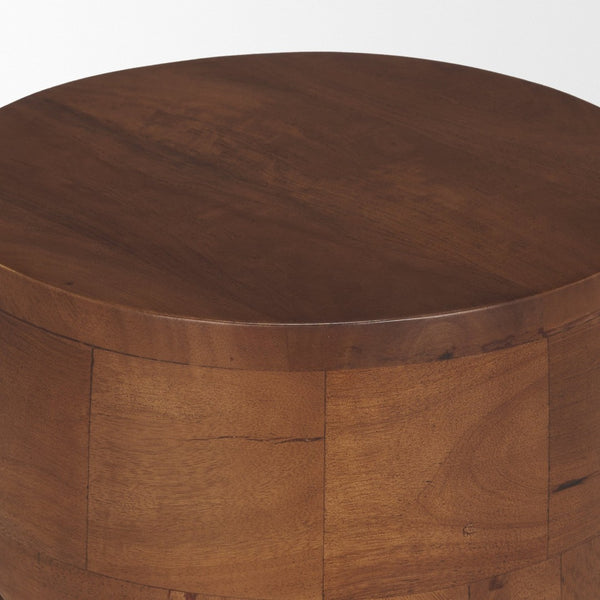 Mercana Cove Sculptural Accent Table in Solid Mango Wood – Coastal-Inspired Design for Modern Interiors Medium Brown Wood 71224