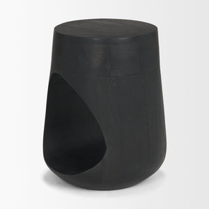 Mercana Cove Sculptural Accent Table in Solid Mango Wood – Coastal-Inspired Design for Modern Interiors Black Wood 71225