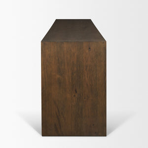 Mercana Belford 94" Rustic Oak Media Console with Versatile Storage and Cable Management for Modern Living Spaces 71229