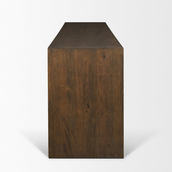 Mercana Belford 94" Rustic Oak Media Console with Versatile Storage and Cable Management for Modern Living Spaces 71229