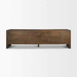 Mercana Belford 94" Rustic Oak Media Console with Versatile Storage and Cable Management for Modern Living Spaces 71229