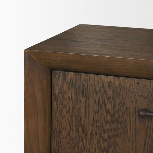 Mercana Belford 94" Rustic Oak Media Console with Versatile Storage and Cable Management for Modern Living Spaces 71229